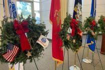 (Hali Bernstein Saylor/Boulder City Review) Special wreaths representing each branch of the nat ...