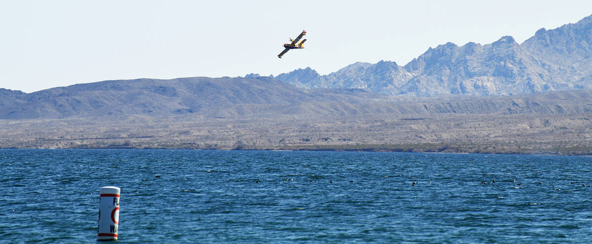 (Photo courtesy of National Park Service) One of the Super Scoopers in flight over Lake Mojave, ...