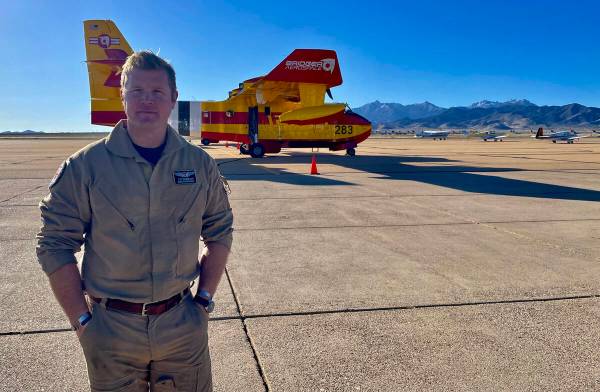 Tim Sheehy of Bridger Aerospace at Kingman Airport, Friday, March 17. (Bill Evans/Boulder City ...