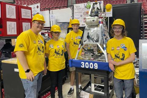 High Scalers in the pit after winning a qualifying match. From left: Ian Hobbs, Maeli McNary, B ...