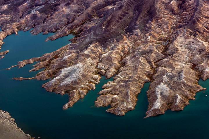 Land is exposed where once was water along the receding Lake Mead shoreline on March 6, 2023, i ...