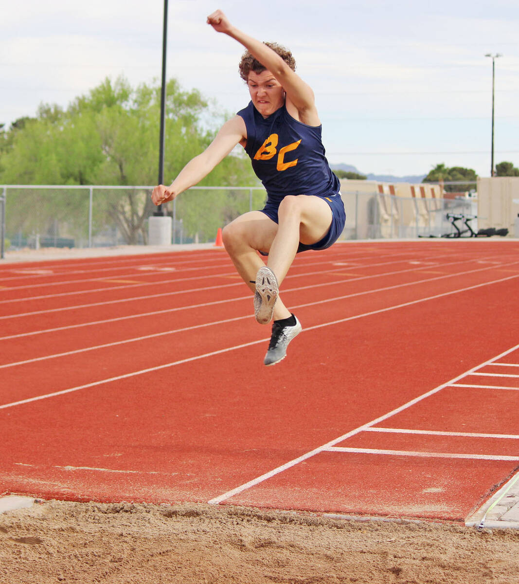 Courtney Williams/Boulder City Review Brian Wainwright gets off a good jump in the long jump du ...