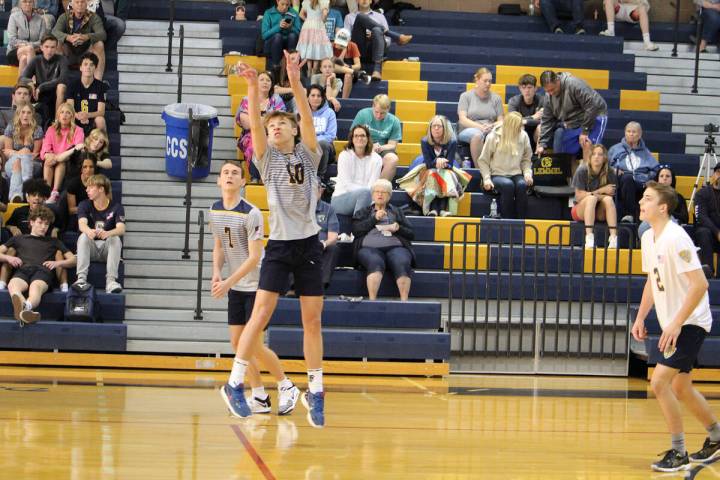 Boulder City Eagle Roman Rose sets the ball during home action last week. The team has now won ...