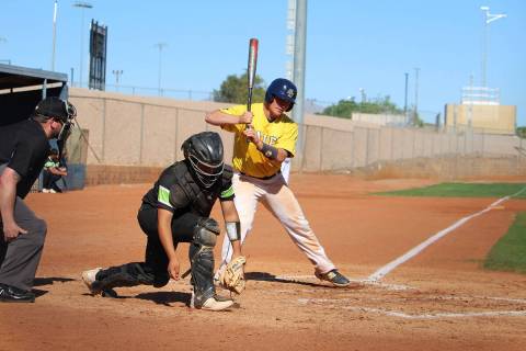 Courtney Williams/Boulder City Review Boulder City's Caleb Ramsay-Brown watches as a ball gets ...