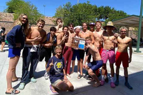 Photo courtesy of Boulder City High School The boy's swim team dominated the competition on the ...
