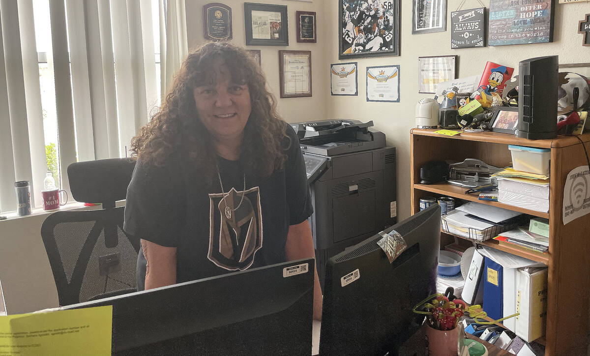 (Bill Evans/Boulder City Review) Barbara Agostini in her Boulder City High School office surrou ...