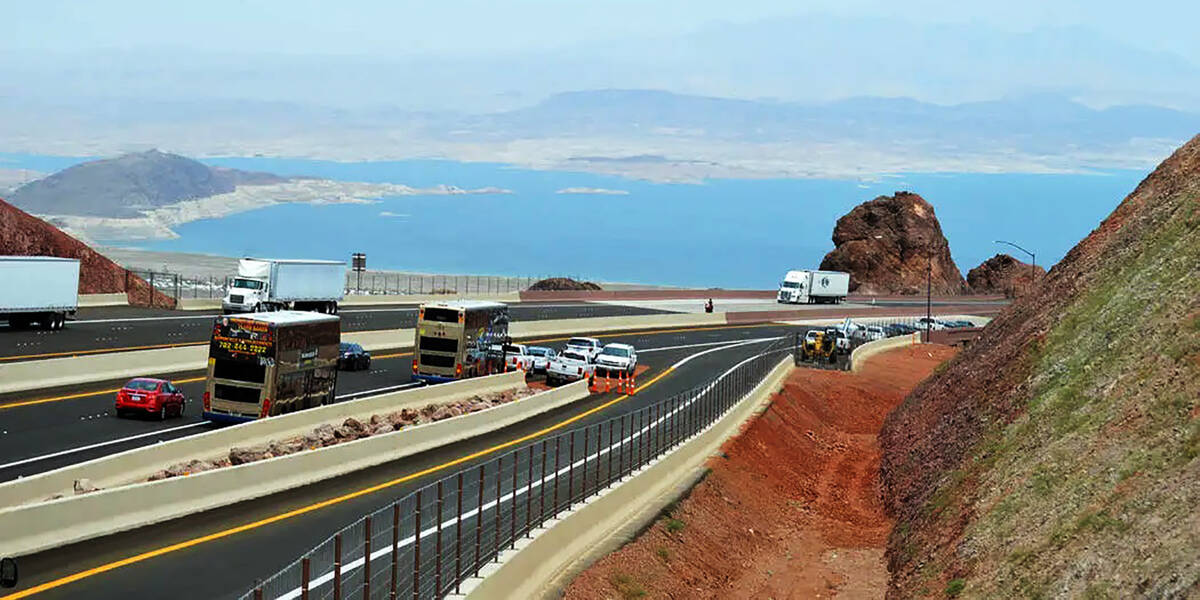 Boulder City Review file photo Interstate 11 features an overlook with a birds-ever view of Lak ...