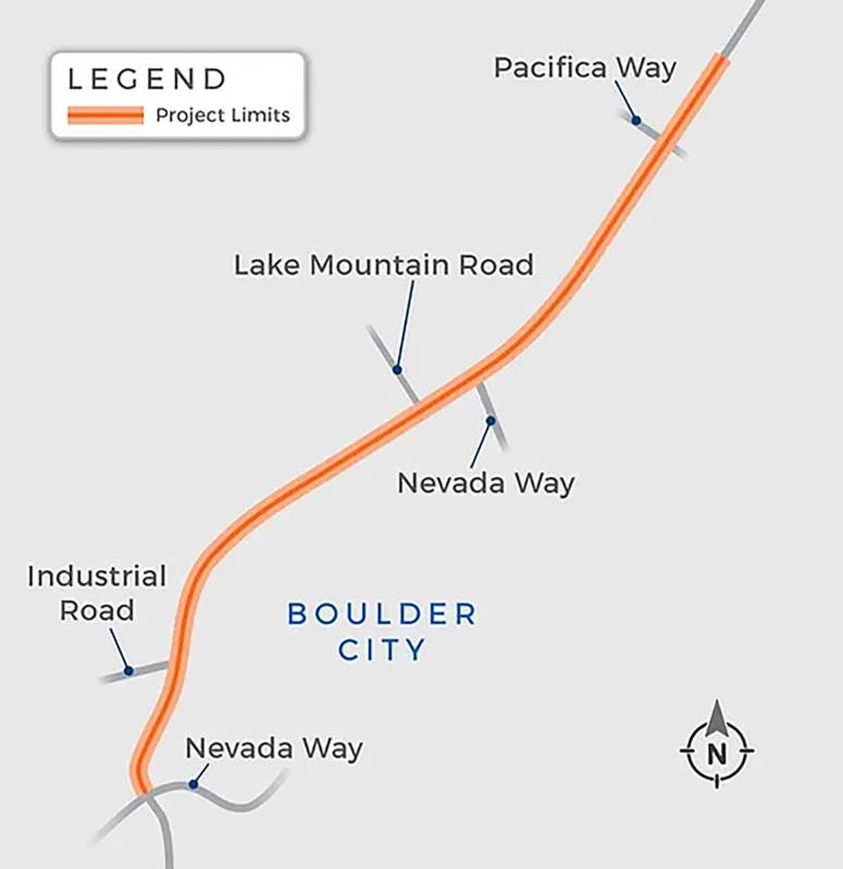 (Image courtesy of Boulder City) Map showing the north and south boundaries of a proposed impro ...