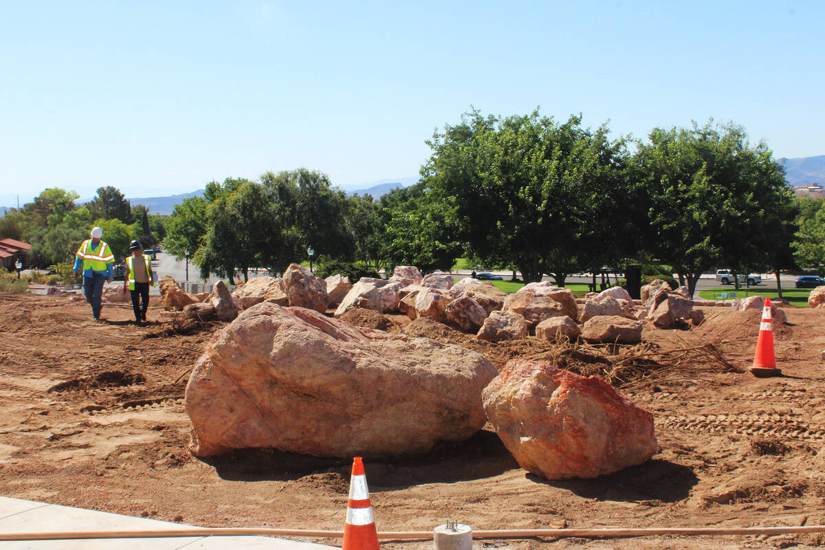Ron Eland/Boulder City Review Huge boulders, some the size of cars, were brought in and will b ...