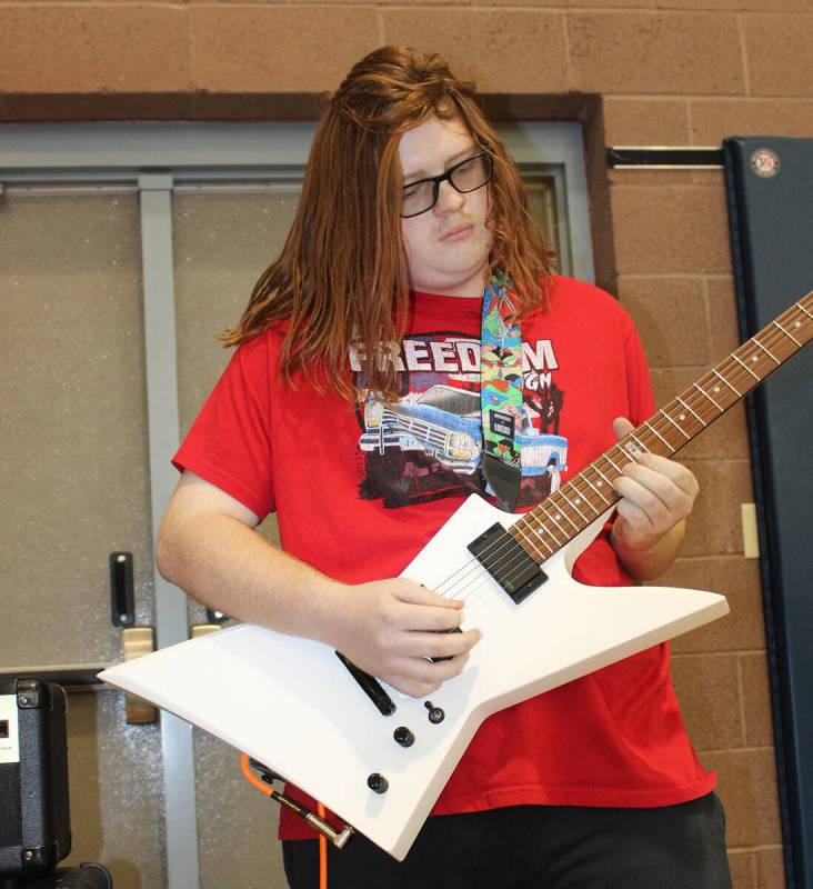 Senior Jakob Ferrin kicked off the assembly with the rendition of the “Star-Spangled Banner.”