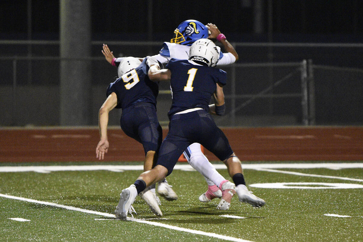 Robert Vendettoli/Boulder City Review Getting pressure on the quarterback, senior Eagles defend ...