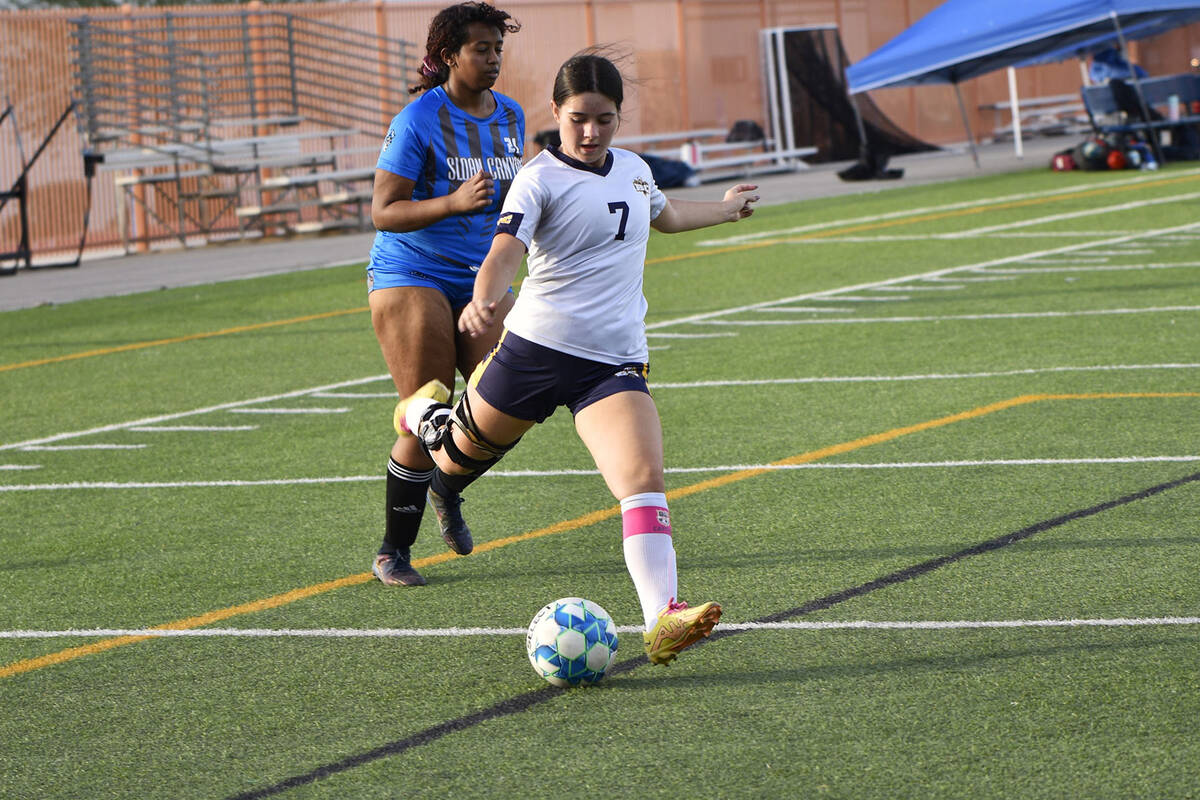 Robert Vendettoli/Boulder City Review Senior Natasha Oeland scores a goal for the Eagles agains ...