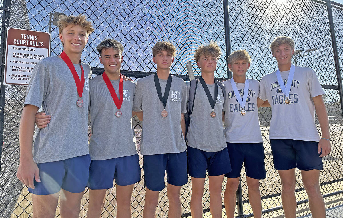 Photo courtesy Rachelle Huxford Boulder City doubles players, from left, senior Roman Rose and ...