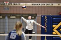 Robert Vendettoli/Boulder City Review Junior Lily Mackey serves against Cheyenne on Oct. 31 in ...