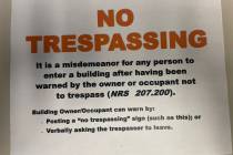 Bill Evans/Boulder City Review A printed example of the No Trespassing signs set to be distribu ...