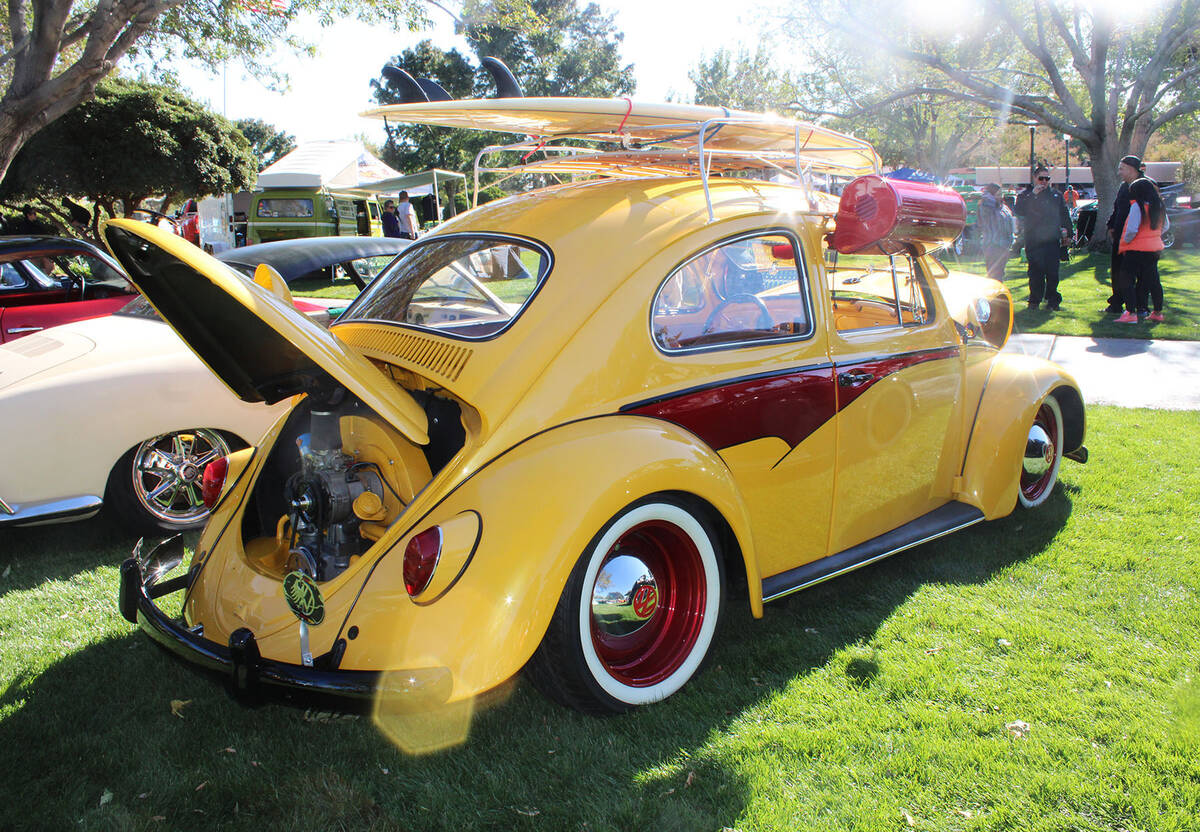 VW Beetles filled Wilbur Square, including this restored one that featured an early cooling uni ...