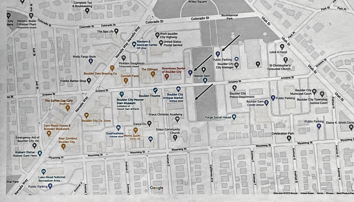 Google Maps image City map as seen in the Google Maps app. Note arrows pointing to icons design ...