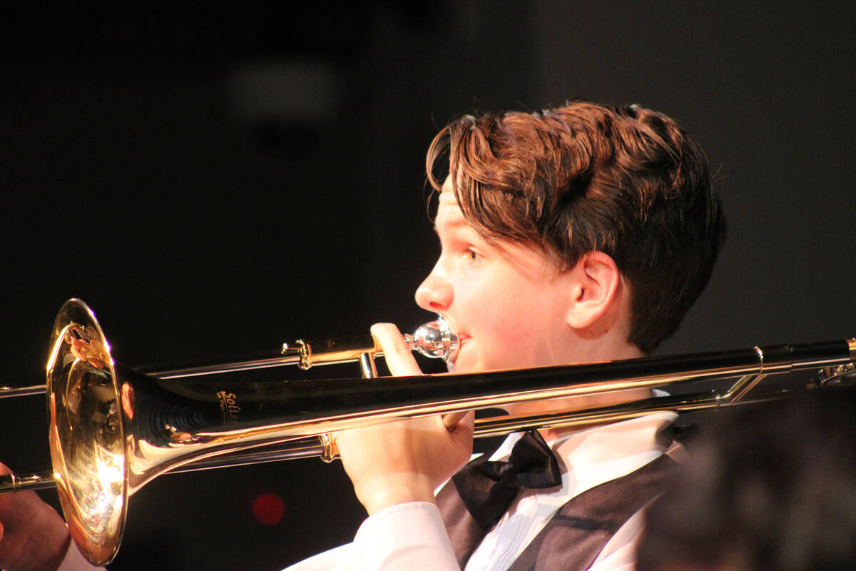 Kellen Gross on the trombone during the show.