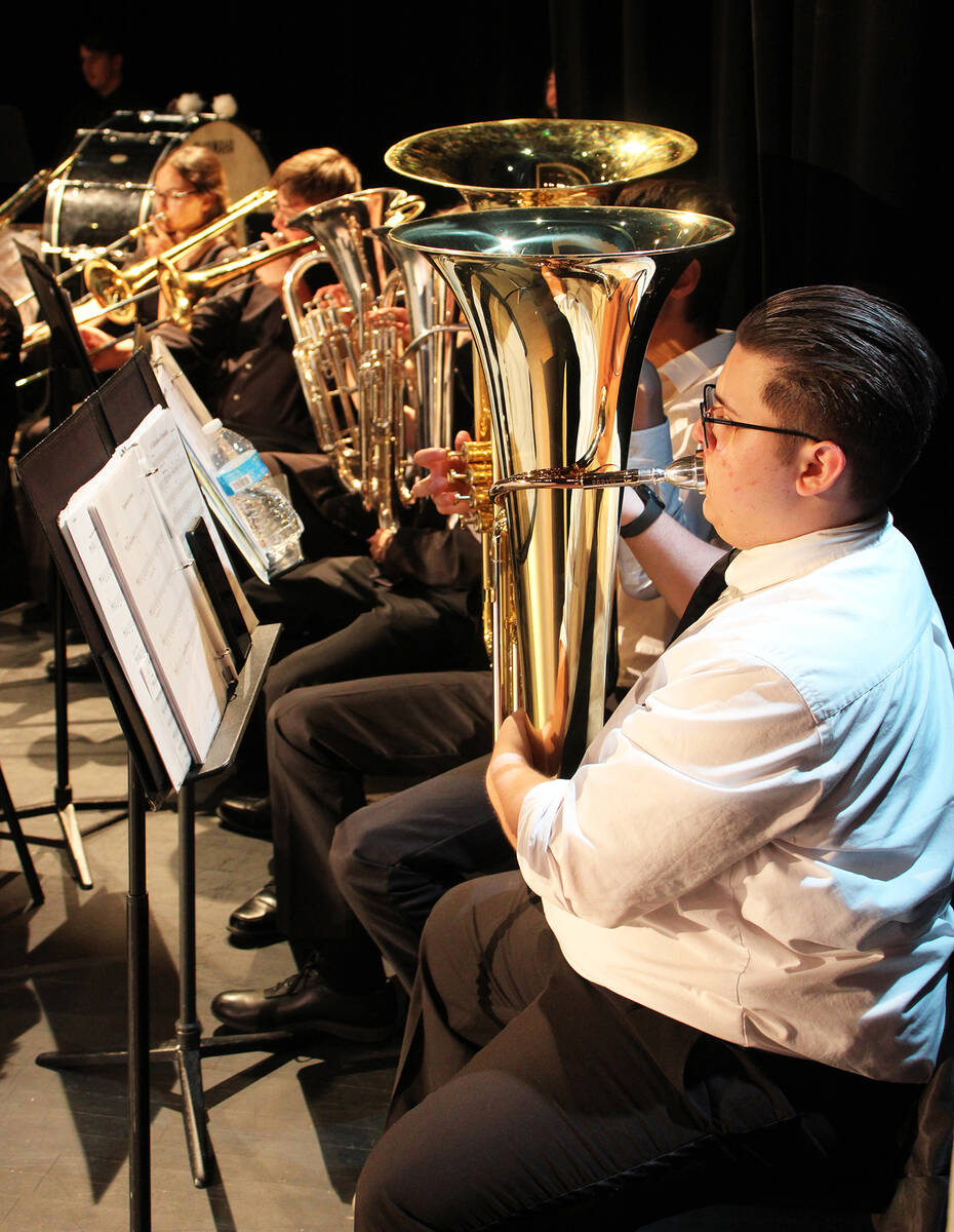 Ryan Gulbransen led the tuba section during the concert.