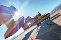 (Bill Evans/Boulder City Review) Lake Mojave was the setting when pilots flying super scooper p ...