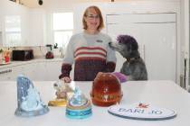Ron Eland/Boulder City Review Bari Jo Berman, along with her dog Tinsel, stand in front of the ...