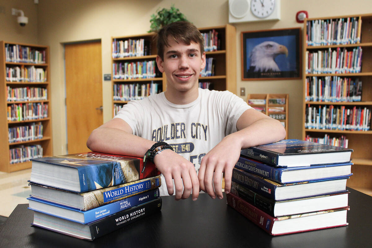 Ron Eland/Boulder City Review Sam O’Shaughnessy, a junior at Boulder City High School, recen ...