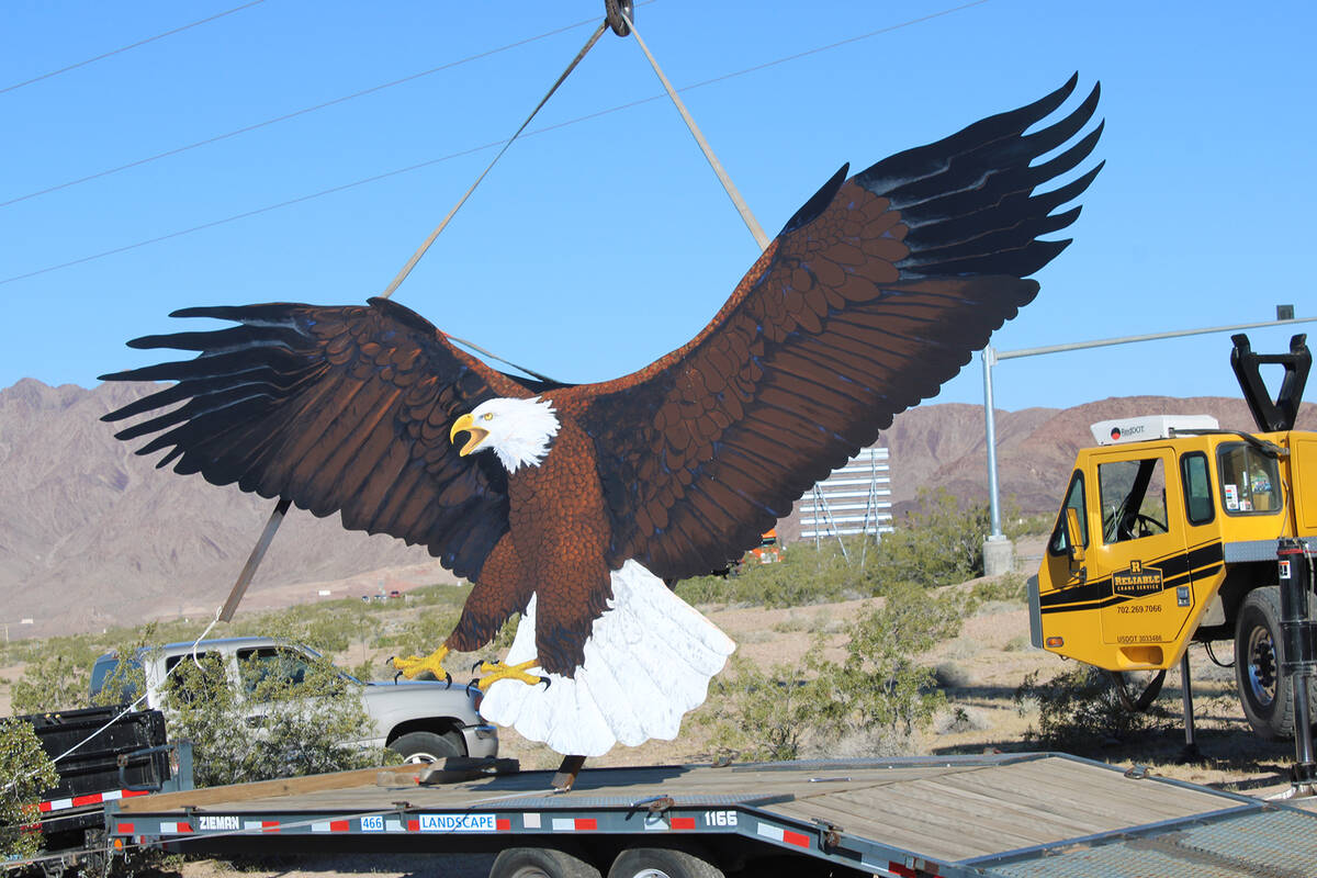 The eagle, which weighs more than 1,000 pounds, has a 20-foot wingspan.