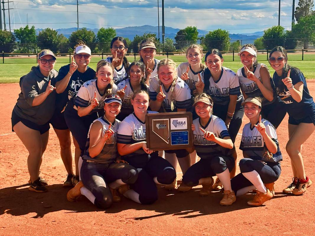 Photo courtesy Rebecca Mackey Celebrating on their home field, Boulder City High School softbal ...