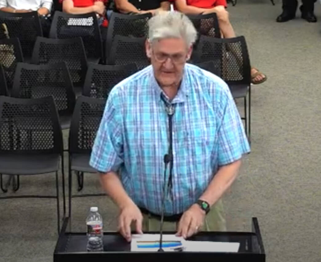 YouTube screenshot Former Boulder City mayor Eric Lundgaard addresses the city council on May 28.