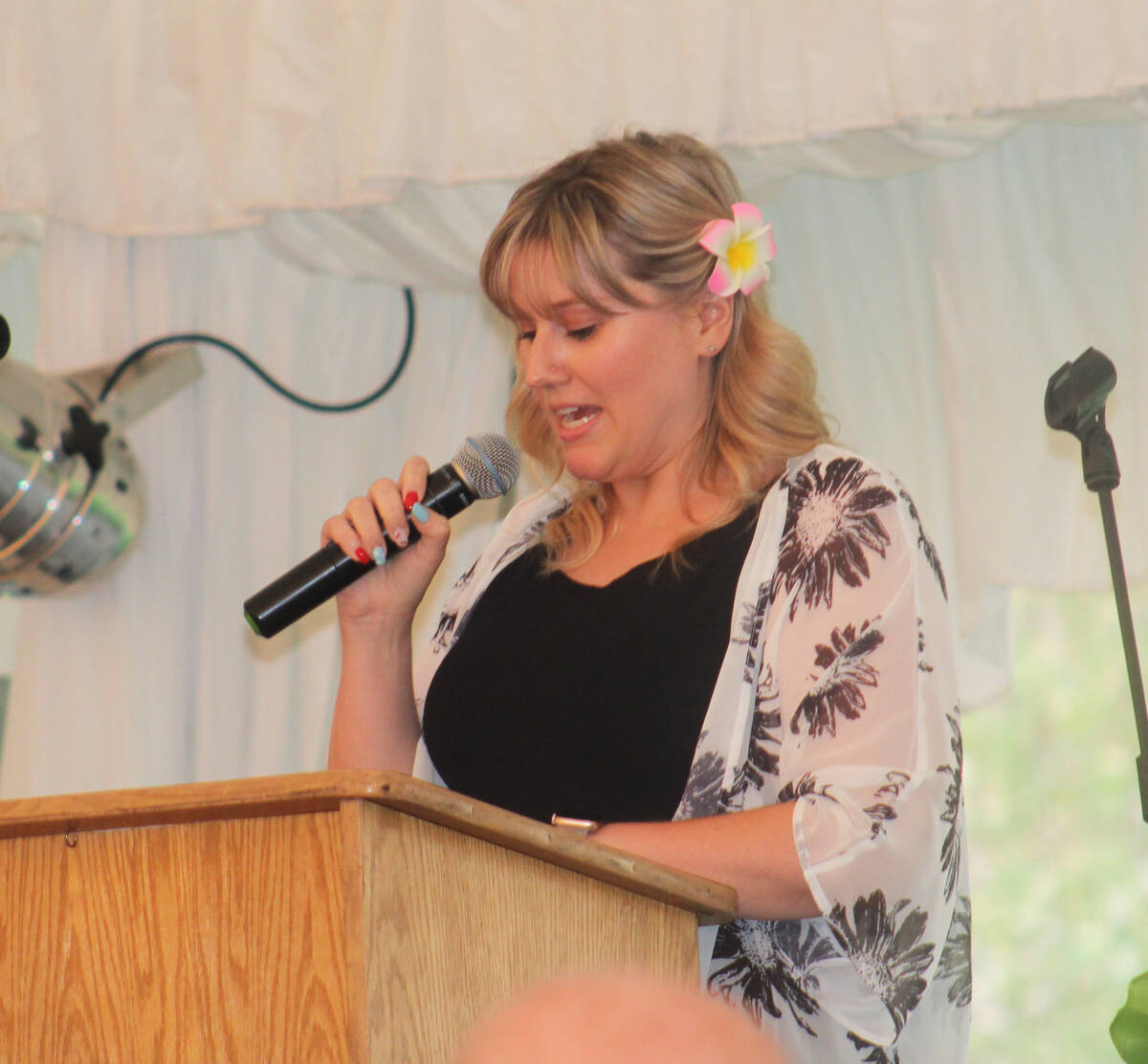 Ron Eland/Boulder City Review Outgoing chamber board president Taryn Troll talks about the prev ...