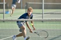 Robert Vendettoli/Boulder City Review Senior Chandler Shamo returns the ball against Liberty on ...