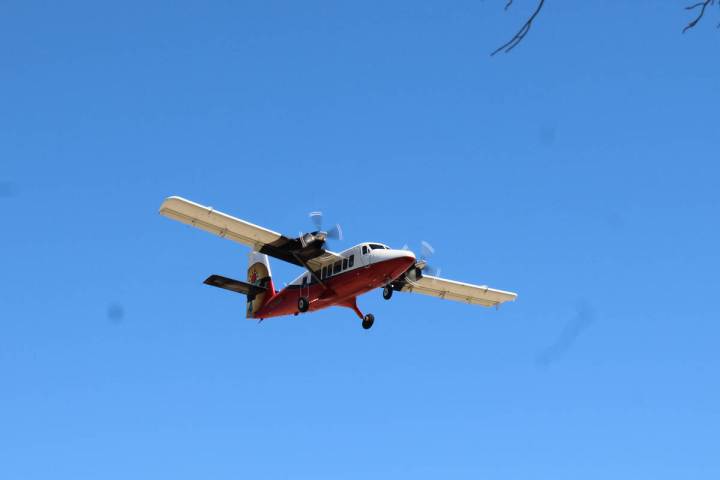 Ron Eland/Boulder City Review A small plane preparing to land at Boulder City Municipal Airport.