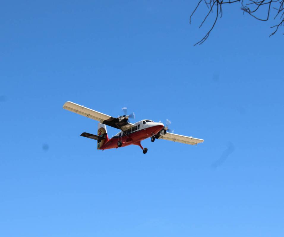 Ron Eland/Boulder City Review A small plane preparing to land at Boulder City Municipal Airport.