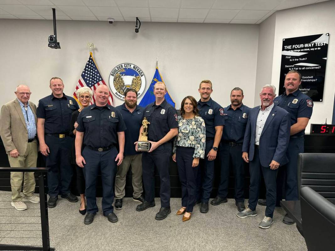 Council members pose with SOAR recipients from the BCFD.