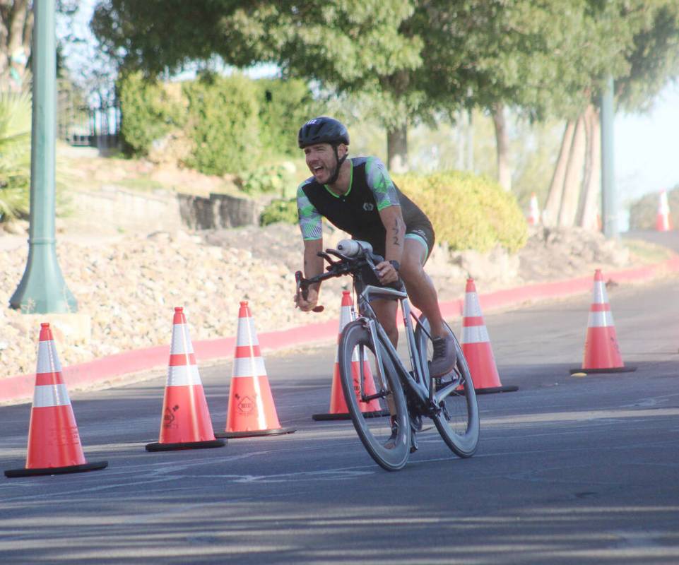 The triathlon started at Lake Mead with the swim. The bike portion came to Boulder City with th ...