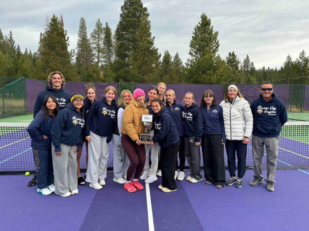 Photo courtesy Rachelle Huxford Boulder City High School girls’ tennis celebrates finishing ...