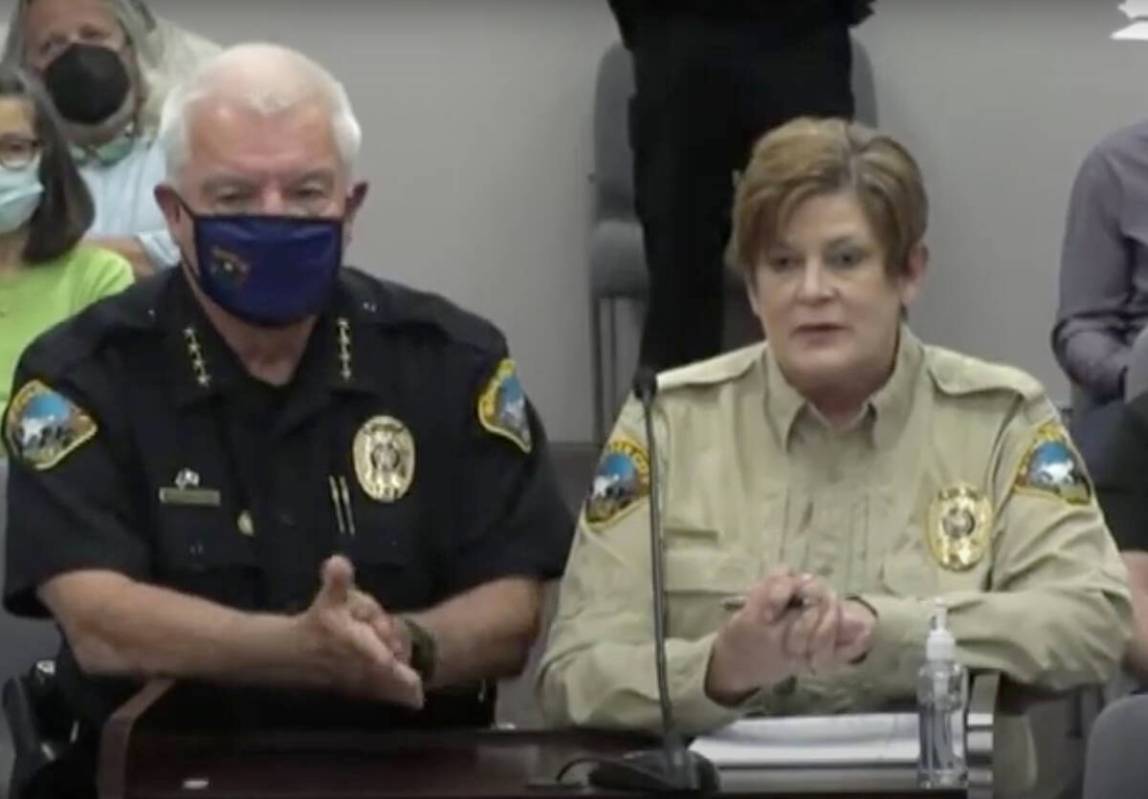 Screenshot Police Chief Tim Shea and Animal Control Supervisor Ann Inabnitt address the city co ...