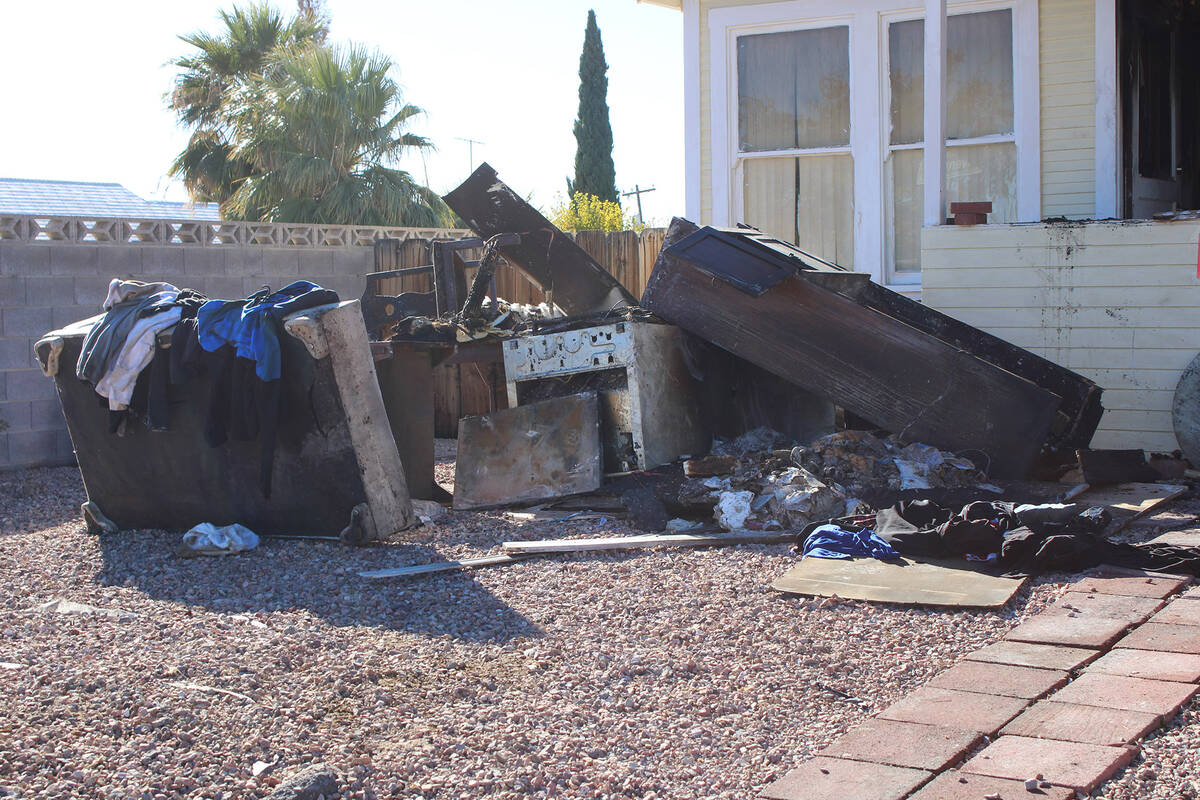 Photos by Ron Eland/Boulder City Review Crews from Boulder City and Henderson fire departments ...