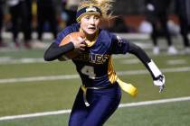 Robert Vendettoli/Boulder City Review file photo Senior quarterback Makayla Nelson rushes up fi ...