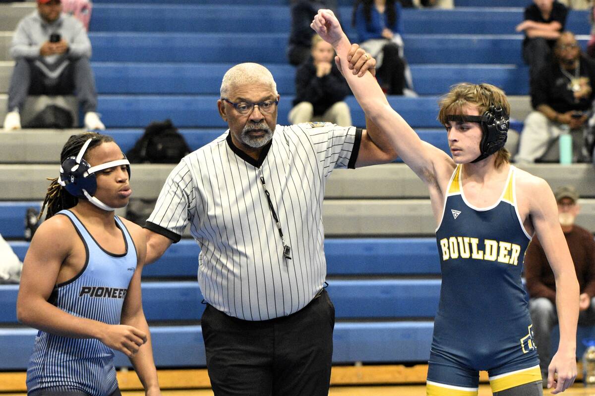 Robert Vendettoli/Boulder City Review Winning by pinfall, Jackson Buettner was named victoriou ...