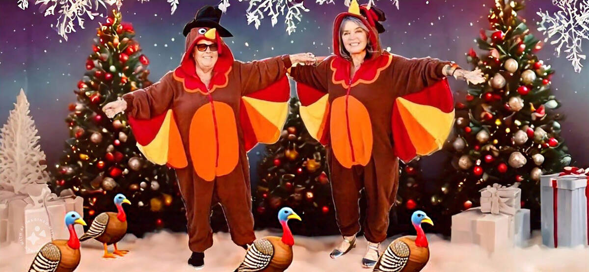 Courtesy photo Rose Ann Rabiola Miele and Deb Finnegan donned their favorite turkey outfits rec ...