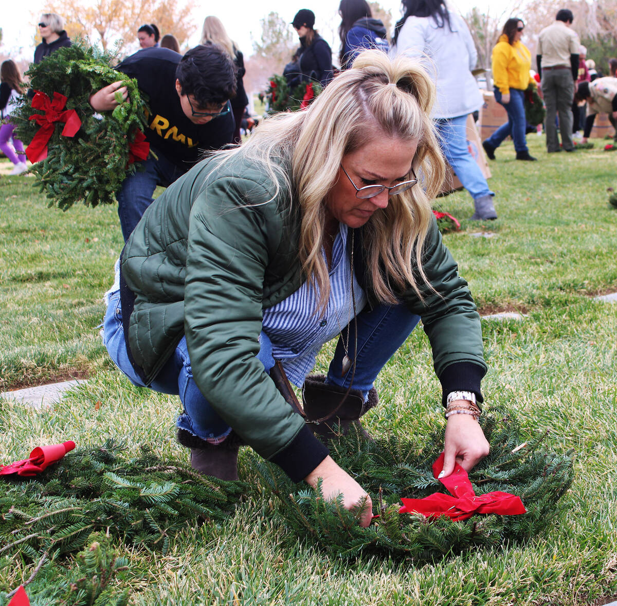 Darcee (Werly) Romero, a Boulder City native, and members of her family, helped volunteer in pl ...