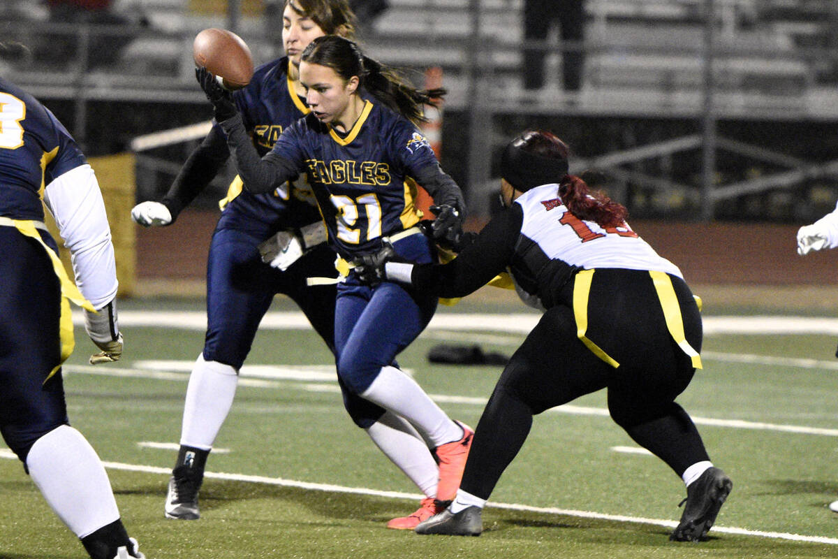 Shasta Ryan-Willett returns an interception against Doral Academy on Dec. 12 in a 46-0 shutout ...