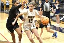 Robert Verndettoli/Boulder City Review Driving the lane, Sophia Muelrath goes up for a layup ag ...