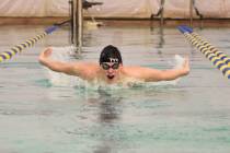 Robert Vendettoli/Boulder City Review Performing the butterfly stroke, Brigham Jensen races to ...