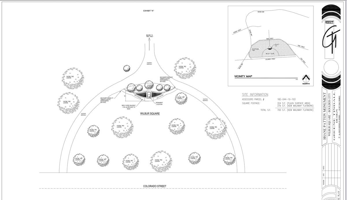 Screenshot A drawing of the revised plans for the placement of a memorial honoring Shane Patton ...