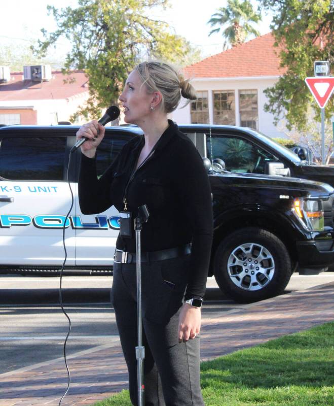 Ron Eland/Boulder City Review Sgt. Tiffany Driscoll, of the Boulder City Police Department, san ...