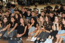 Ron Eland/Boulder City Review BCHS Senior Natalee Giamanco wipes a tear from her eye as she and ...