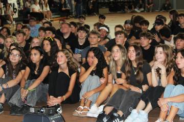 Ron Eland/Boulder City Review BCHS Senior Natalee Giamanco wipes a tear from her eye as she and ...