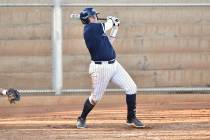 Robert Vendettoli/Boulder City Review Gauge Rhodes hits a double to left field against Canyon S ...